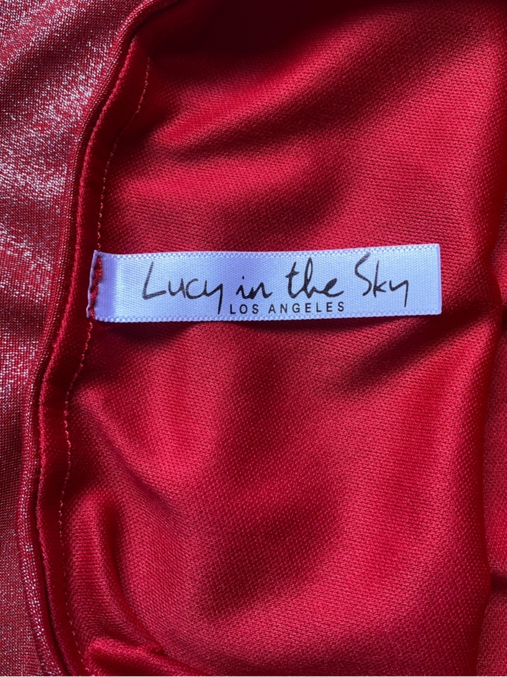 Lucy in the Sky Strappy Mini Dress in Red Shimmer Size S - Picture 10 of 10